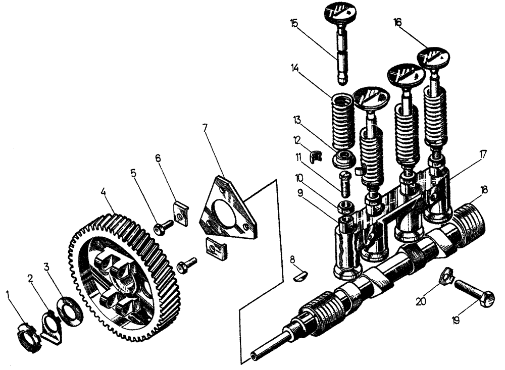 Механизм газораспределения пускового двигателя