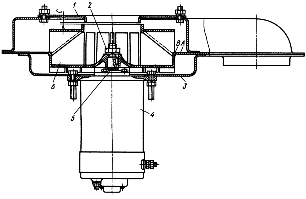 Рис. 95. Вентилятор вентиляционно-отопительной установки Т-130М