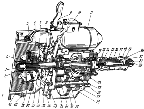 Муфта сцепления и редуктор пускового двигателя П-23У